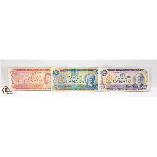 $10, $5, $2 1971,72,74 COLORFUL NOTES LAWSON BOUEY