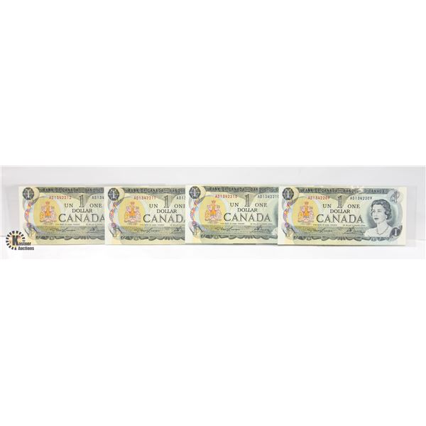 CONSECUTIVE X 4 CANADA $1 UNCIRCULATED BILLS