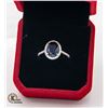 Image 1 : #441-8X10 OVAL LAB CREATED SAPPHIRE WITH 47 X.01CT