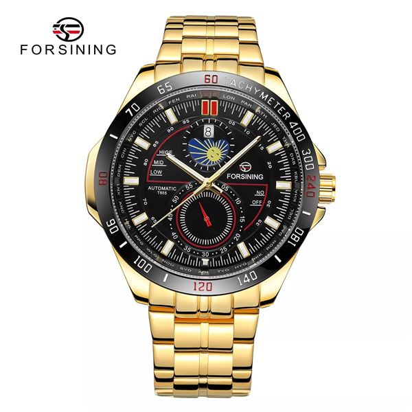 NEW AUTOMATIC FORSINING MOON PHASE SKELETAL WATCH