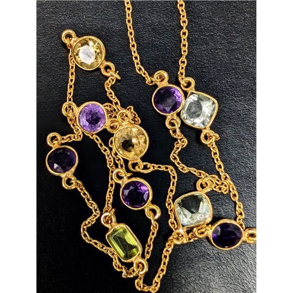 BZ1998-60A SILVER 4.76G STONE 10CT 18"  NECKLACE