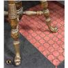 Image 2 : ANTIQUE CAST IRON CLAW FOOT SPELTER OAK CHAIR