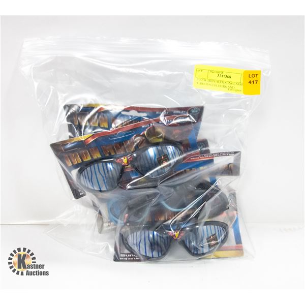 5 NEW IRON MAN SUNGLASSES - VARIOUS COLOURS AND