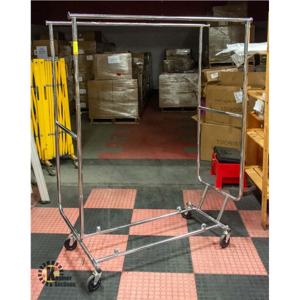 ADJUSTABLE HEIGHT DOUBLE SIDED METAL CLOTHING RACK