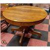 Image 1 : ANTIQUE ROUND TOP TABLE ON CASTORS 44" X 44" X 29"
