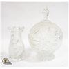 Image 1 : 2 PCS OF CRYSTAL - LIDED CANDY DISH AND VASE