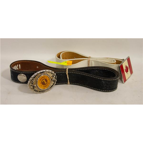 2 MENS LEATHER BELTS TOGETHER-ESTATE