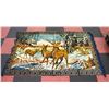Image 1 : VINTAGE DEER VELVET TAPESTRY WALL HANGING
