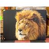 Image 1 : LARGE LION PRINT ON CANVAS APPROX 40" X 60"