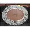 Image 1 : OVAL FLORAL GLASS ETCHED MIRROR 23" X 29"