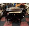 Image 1 : WOOD AND GLASS ROUND TABLE WITH LEAF & 4 CHAIRS