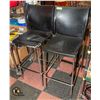 Image 1 : PAIR OF BLACK BAR HEIGHT CHAIRS DAMAGED EDGES