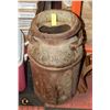Image 1 : ANTIQUE DAIRY CREAM CAN + TALL METAL CANDLE HOLDER