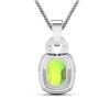 Image 2 : 14KT White Gold 2ctw Peridot and Diamond Pendant