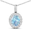 14KT White Gold 1.9ctw Aquamarine and Diamond Pendant