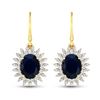 14KT Yellow Gold 4.20ctw Blue Sapphire and Diamond Earrings