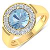 14KT Yellow Gold 1.9ct Aquamarine and Diamond Ring