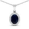 14KT White Gold 2.1ctw Blue Sapphire and Diamond Pendant
