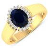 14KT Yellow Gold 1.3ct Blue Sapphire and Diamond Ring