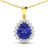 14KT Yellow Gold 3.25ctw Tanzanite and Diamond Pendant