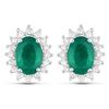 14KT White Gold 1.86ctw Zambian Emerald and White Diamond Earrings