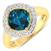 14KT Yellow Gold 2.15ctw London Blue Topaz and Diamond Ring