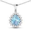 14KT White Gold 2.3ctw Aquamarine and Diamond Pendant