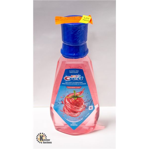 NEW KIDS CREST STRAWBERRY RUSH FLUORIDE RINSE
