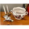 Image 1 : White Porcelain Doves on Branch, Ceramic Bowl, Battery Powered Candles