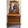 Image 1 : Stunning Antique Chest Of Drawers w/ Mirror 33x20x70 Solid Wood