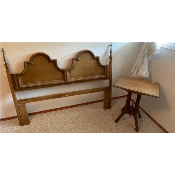 Vintage Queen Head Board & Side Table