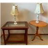Image 1 : Two Bedside Tables Complete w/ 2 Vintage Lamps 33x31