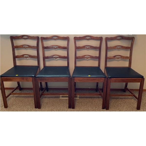 Antique Duncan Fyfe Wood w/ Upholstery Dining Chairs