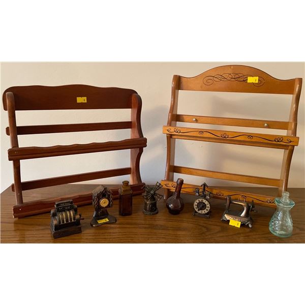 Wood Shelves w/ Assorted Antique Smalls 10x9