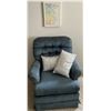 Image 1 : Vintage Upholstered Rocking Chair w/ Decorative Pillows & Art on Canvas