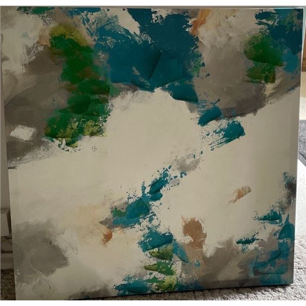 Turquoise Wall Art 24x24 Paint on Canvas Artist Unknown