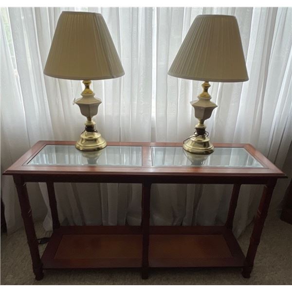 Wood/Glass Console Table 15x16x30