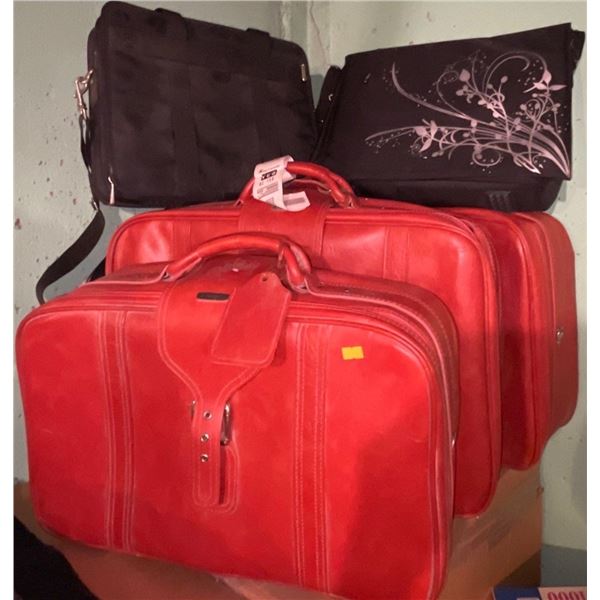 2 Laptop Bags with 3 Piece Vintage luggage set