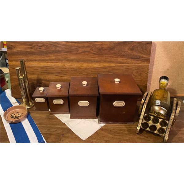 Vintage Kitchen Canister w/ Cannon Decanter Set & More