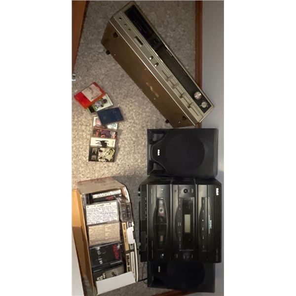 Vintage Electronic Lot #3 8 Track AM/FM Stereo Receiver w/ Assorted Cassettes & More