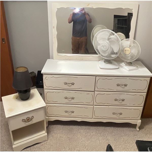 Vintage Dressing Table Combo 6 Drawer Dresser w/ Mirror 61x17x54