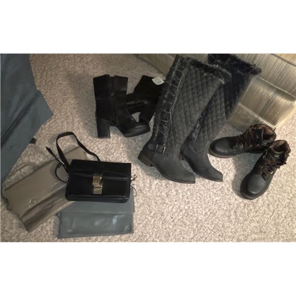 Grey/ Black Footwear & Accessories Fur Boots Clutch Purse & More