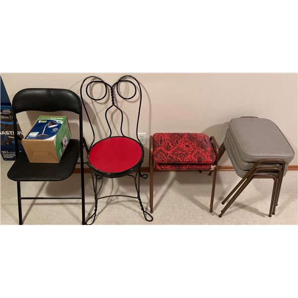 Assorted Chairs w/ New Desk Light 8 Count Vintage Antique & In The Box