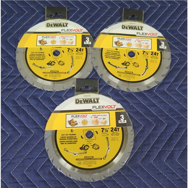 Qty 3 Packages (of 3 ea) DeWalt DWAFV37243  Circular Saw Blades New