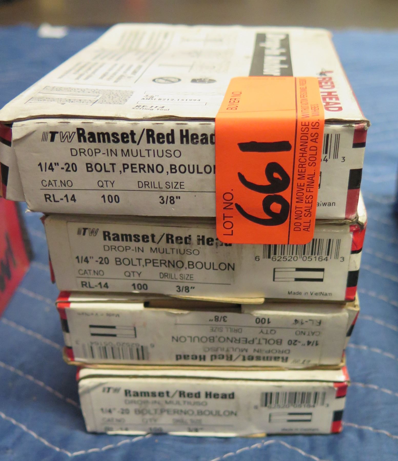 Red Ramset Qty 4 Boxes ITW Ramset/Red Head RL-14 Drop-In Bolts