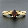 Image 2 : Simple 14K Yellow Gold Oval Prong Set Garnet w/ Grooved Sides Solitaire Ring