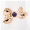 Image 1 : Vintage Retro 14k Rose Gold 3.3mm Round Bezel Amethyst Polished Bow Ribbon Ring