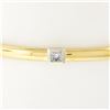 Image 2 : 6.5" 18k Gold Square Princess Bezel Diamond Polished Hinged Open Bangle Bracelet