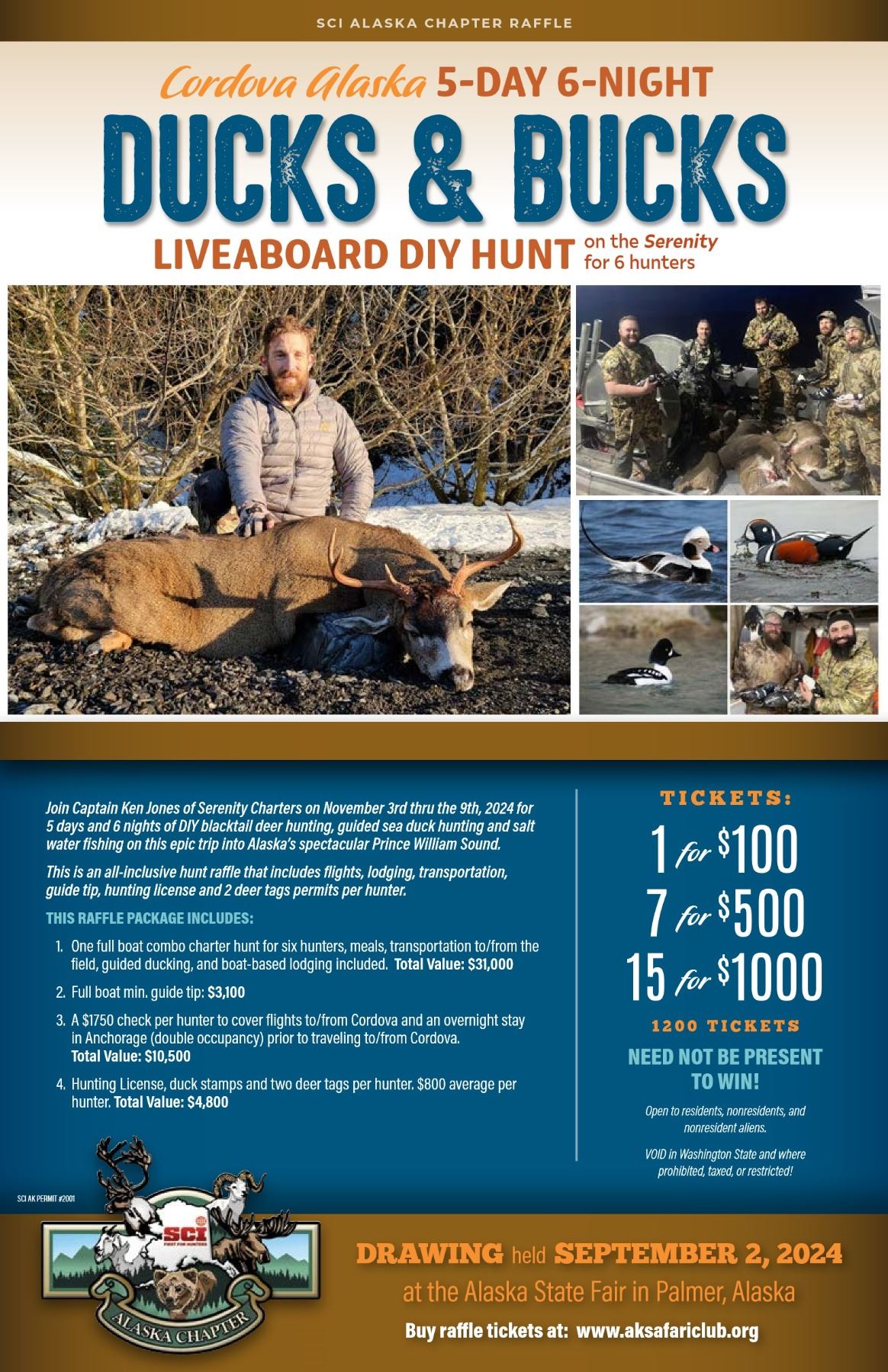 Hunting Raffles 2024 Cordova Alaska All-Inclusive Deer and Duck Hunt Raffle for 6 ...