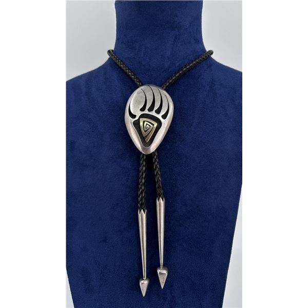 Robert Lomadapki Hopi Sterling Badger Bolo Tie
